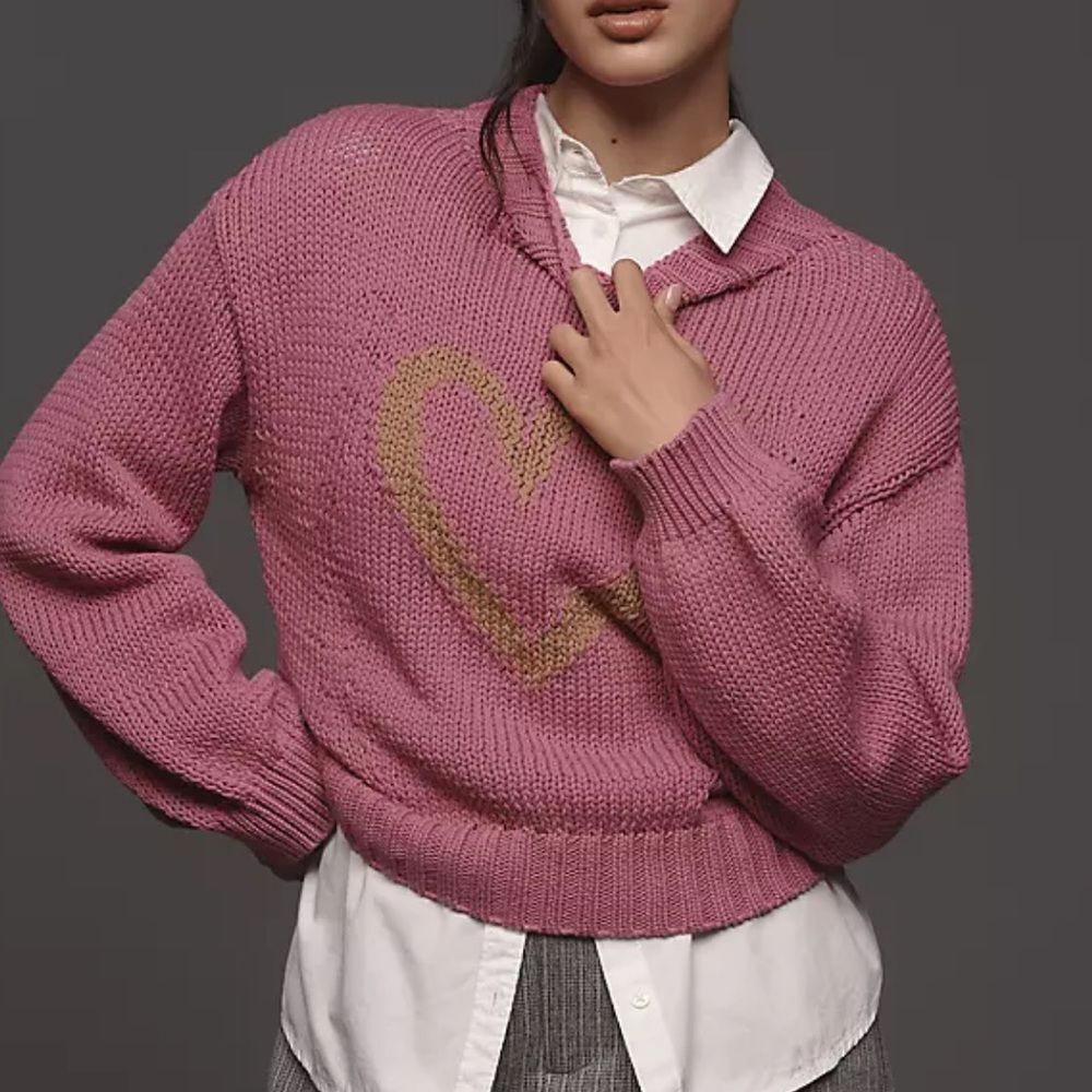 Anthropologie Maeve The Pippa Mock-Neck Sweater: Icon Edition In Pink